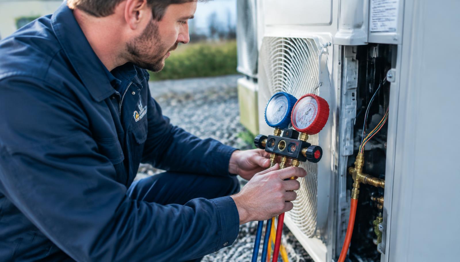 Kyltekniker servar värmepump